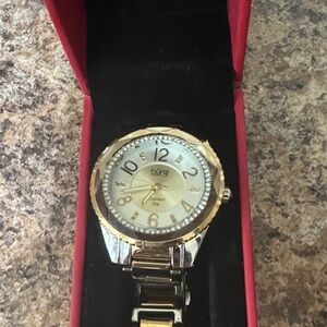 Women's burgi Gold and Silver Diamond Dial watch
